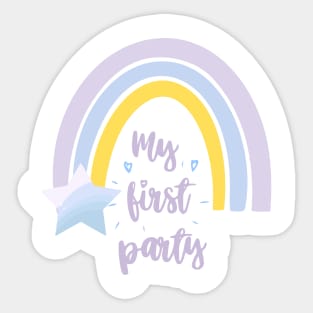 My first party quote, lettering, rainbow art, star baby shower Sticker